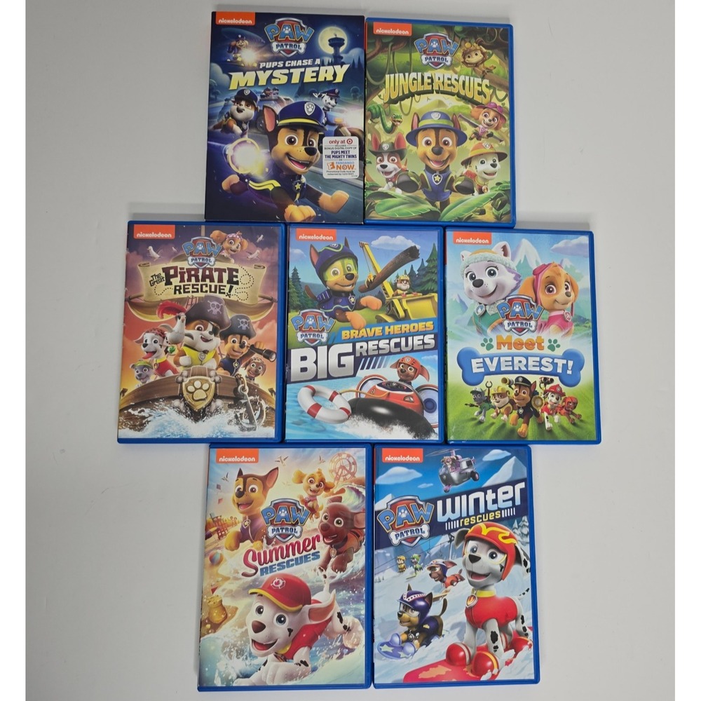 7 Paw Patrol Children Kid DVD Lot Pups Chase Mystery Everest Rescues Nickelodeon